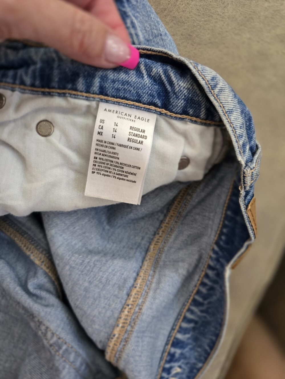 American Eagle Outfitters Light Blue Distressed Wide-Leg Jeans - Picture 2 of 5